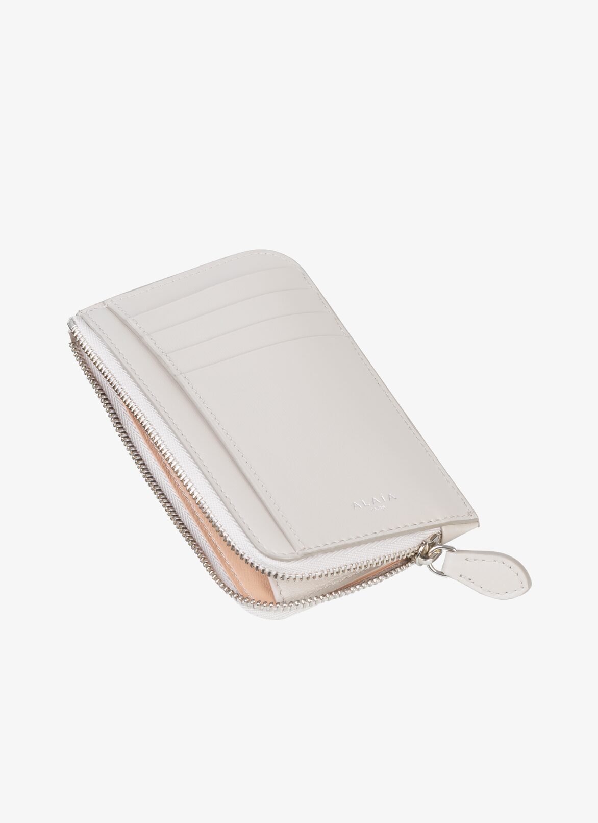 ZIPPED OPENWORK LEATHER CARDHOLDER
 ALAÏA PERLE/SANDY ZIPPED OPENWORK LEATHER CARDHOLDER